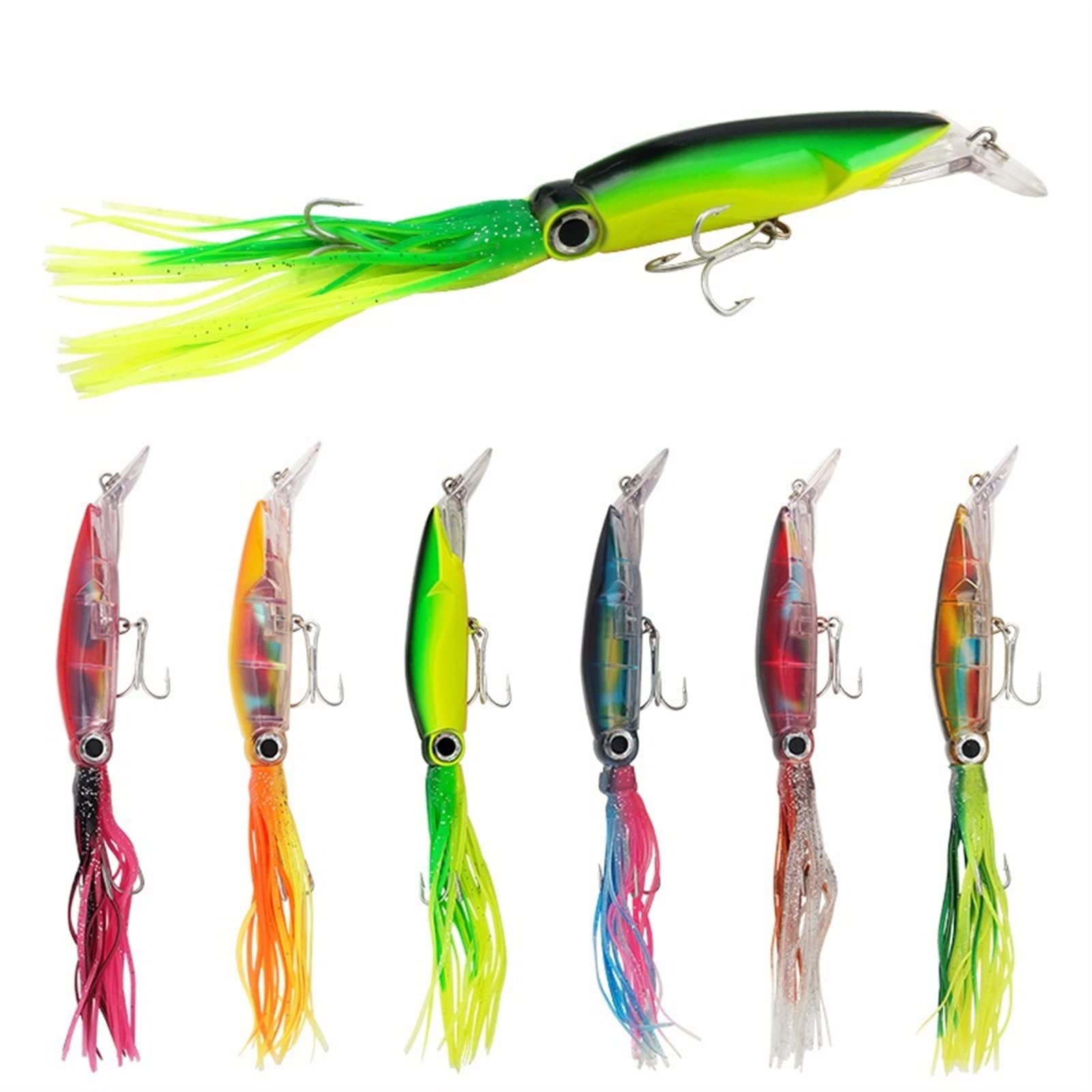 10 Pezzi 23 cm 38 g Simulazione realistica Esca per Calamari Esche da Nuoto in plastica Morbida Esca da Pesca affondante a Colpo Lungo con vividi Occhi 3D Uncino affilato Attrezzatura per la