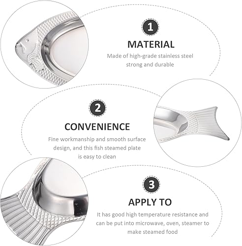 Miniatura 7 de Luxshiny Cesta de pescado para asar plato en forma de pescado, bandeja de pescado a la parrilla, cuenco de pescado al vapor, platos de cocina de