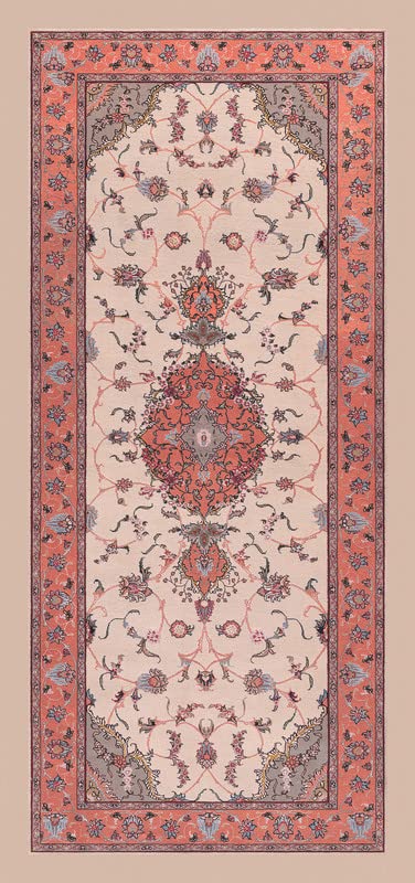 HomeLife Alfombras de Salón y Alfombras Persas/Orientales Tabriz Rosa 74X350 | Alfombra de Sala de Pelo Corto con Reverso Antideslizante | Alfombra de cabecera de Chenilla con impresión Digital