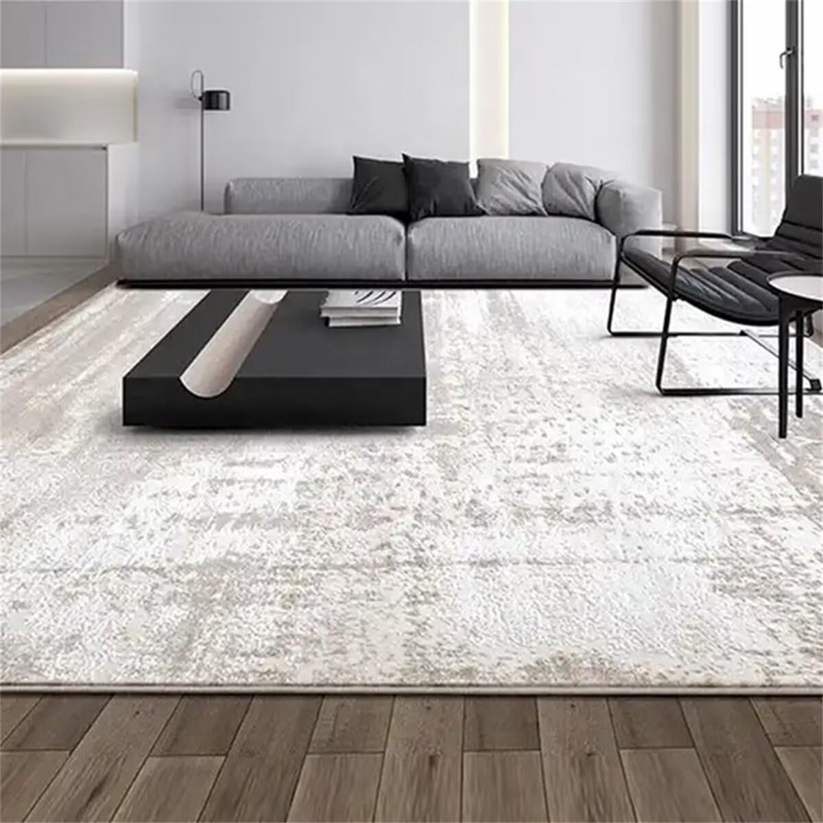 Tapis de salon moderne gris pour terrasse extérieure et décoration de chambre