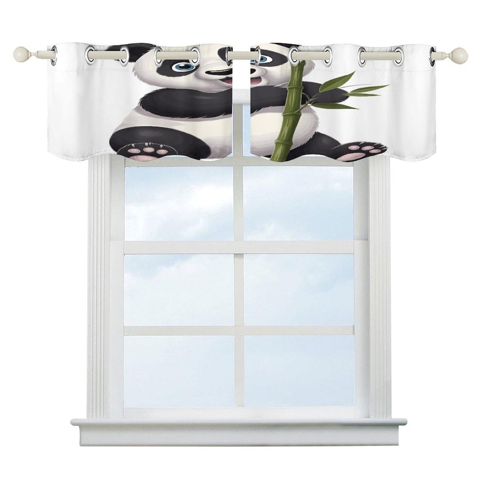 Fekiloot Style Naughty Panda Short Curtains Valance Curtain