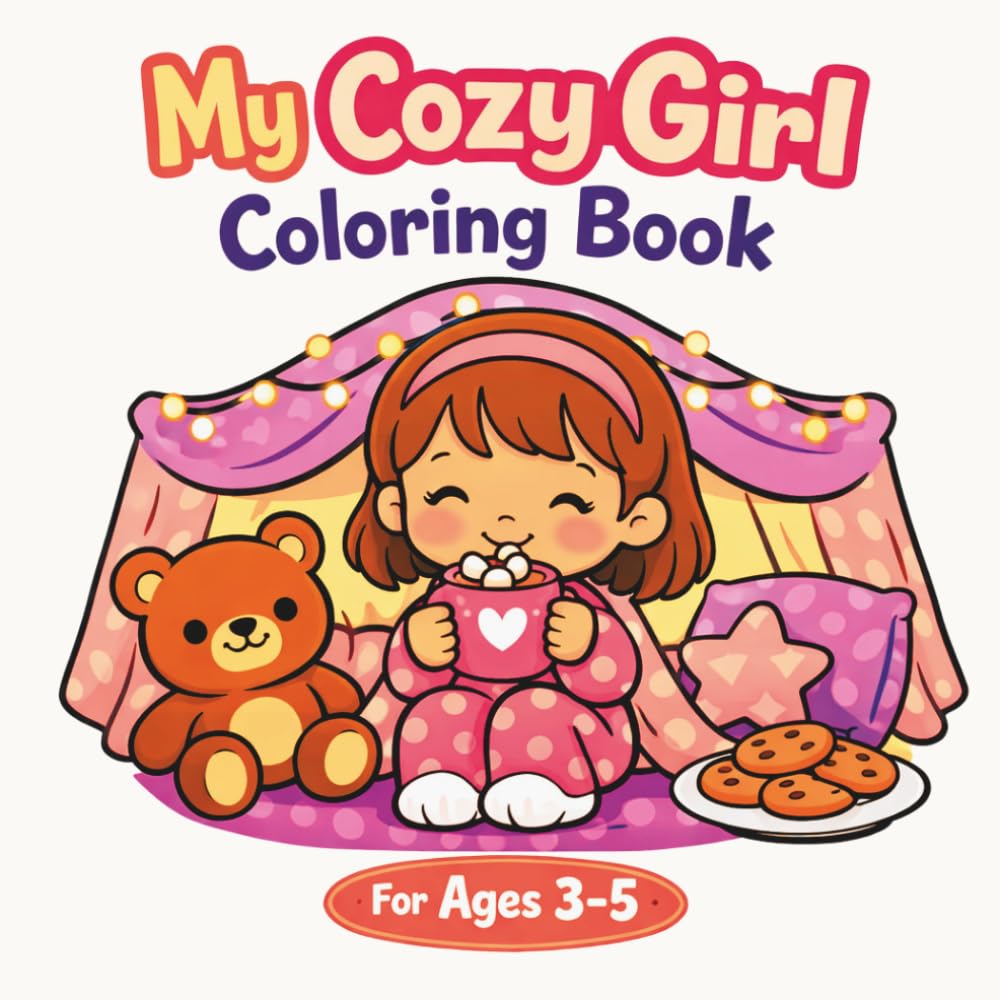 My Cozy Girl Coloring Book: Simple Cute Pages of Home, Playtime, Snacks & Bedtime for Ages 3–5