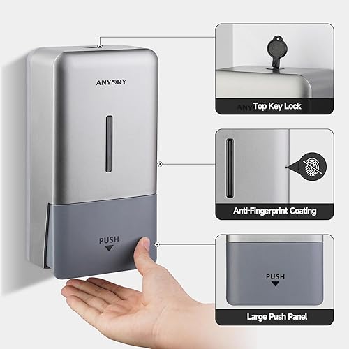 Miniatura 3 de Dispensador de jabón manual de pared de 27 oz (27.1 fl oz), ideal para baños comerciales, restaurantes, hoteles, uso con champú líquido de jabón de