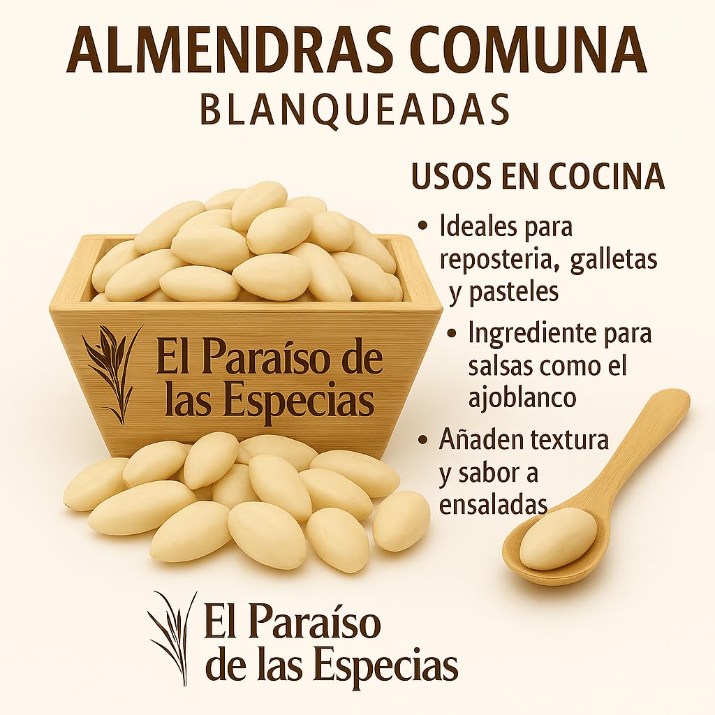 El Paraíso de las Especias Almendras Crudas Sin Piel 100% Naturales para Repostería