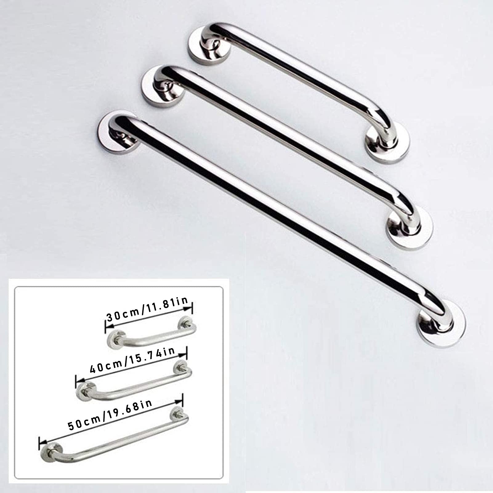 Maniglione di Sicurezza per Bagno, in Acciaio Inox Antiscivolo, per Anziani e Persone con disabilità, per Doccia e Vasca da Bagno (40 cm)
