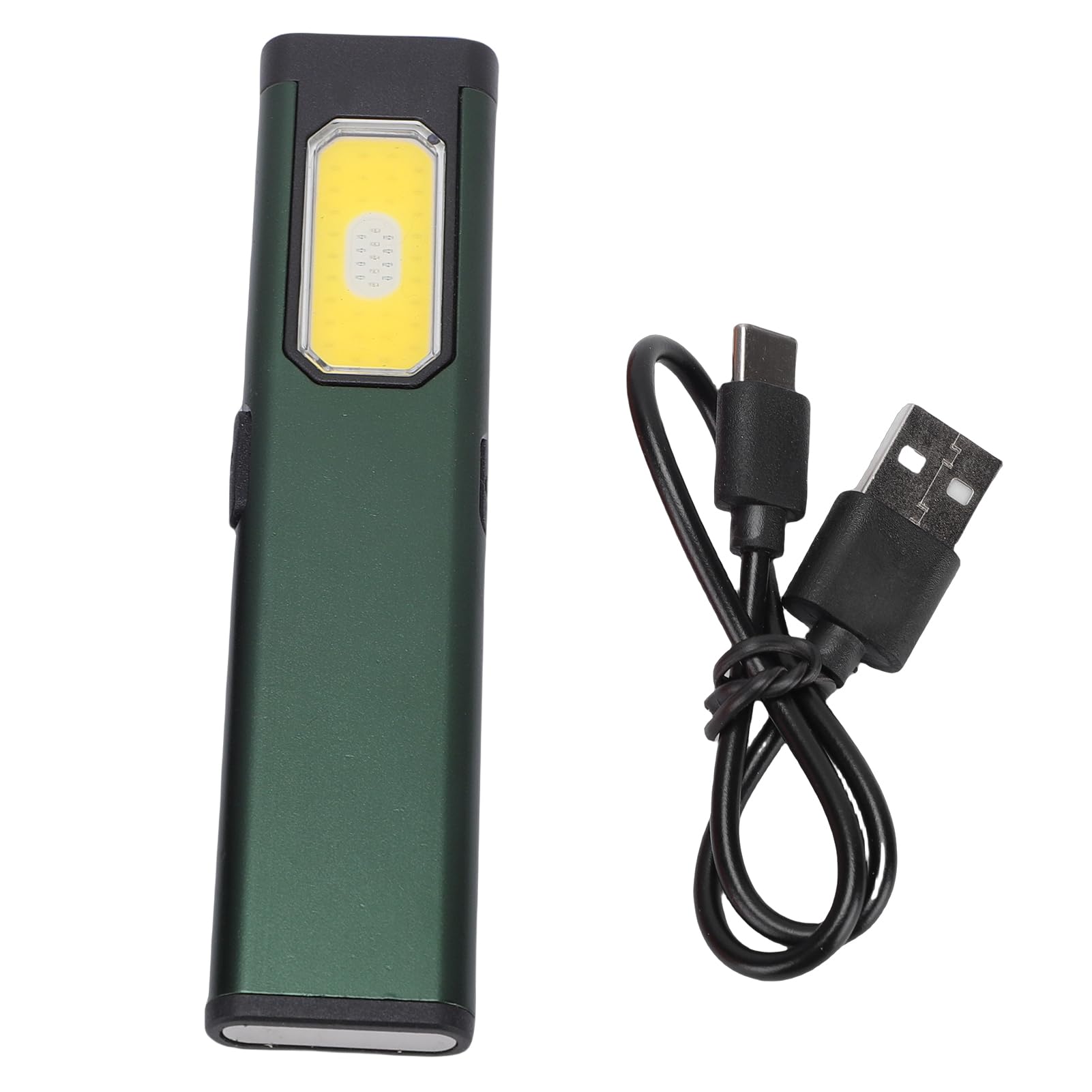 Pocket Flashlight Rechargeable Portable Mini Flashlight, IPX4 Water Proof Camping Cob Work Light, 5 Modes Small Slim EDC with Pen Clips for Working Emergency Camping (Green)