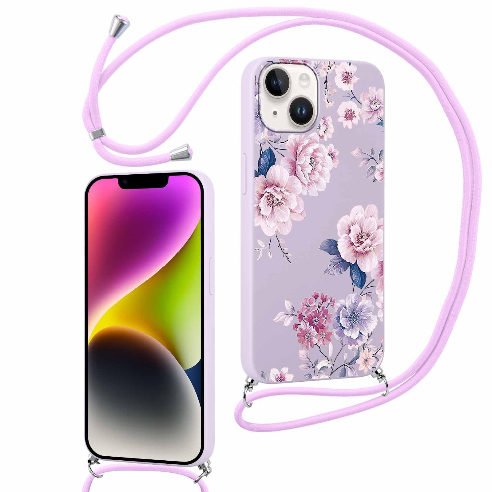Coalbooliy Custodia Con Cordino Per IPhone 13 Pro Max - Morbida TPU Con Stampa Smile E Tracolla Regolabile In Nylon - 6