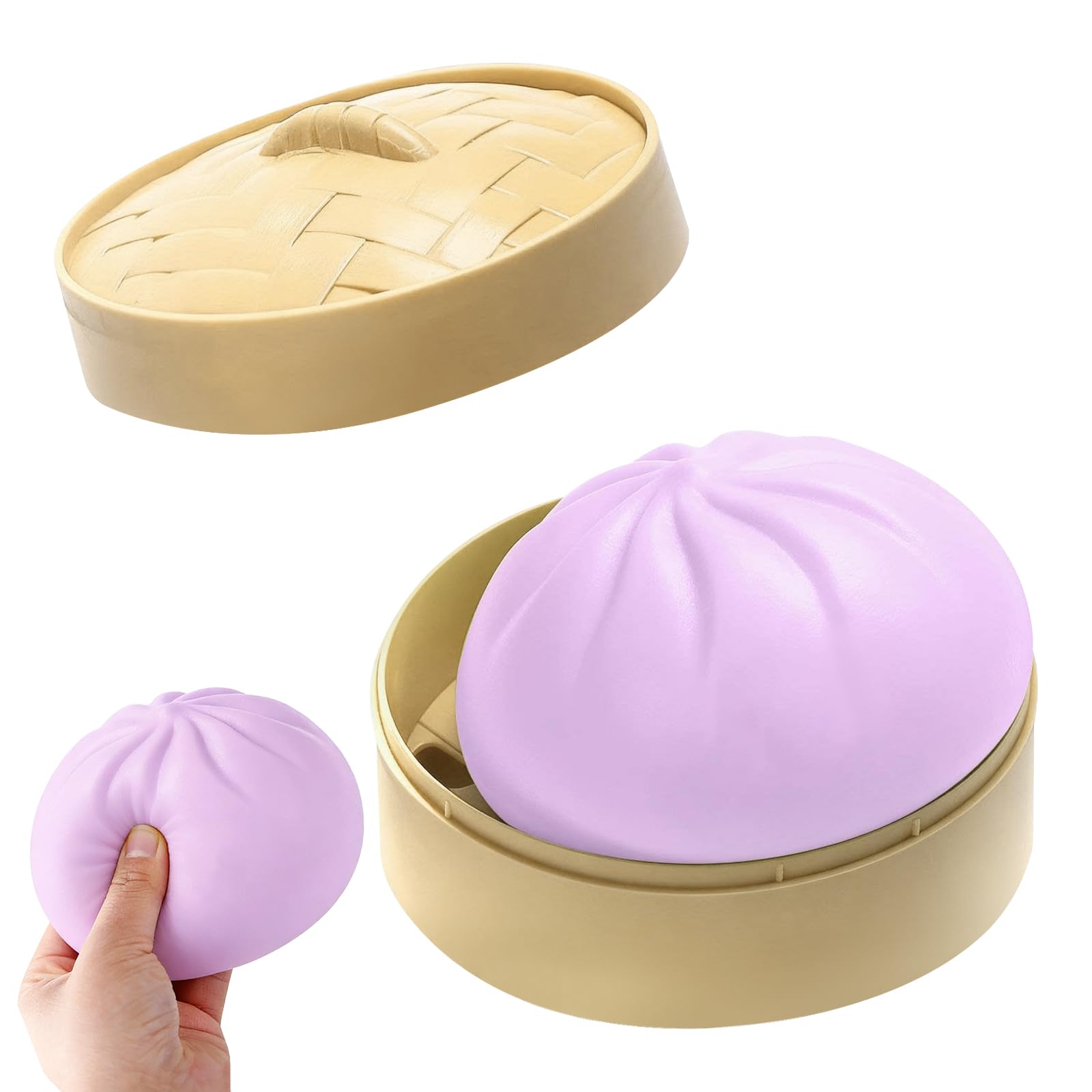 Dumplings Squishy Sorpresa,10 cm Juguetes Apretables, Bollo Antiestrés con Vaporera, Herramienta Calmante Sensorial Divertida, Decompression Dough