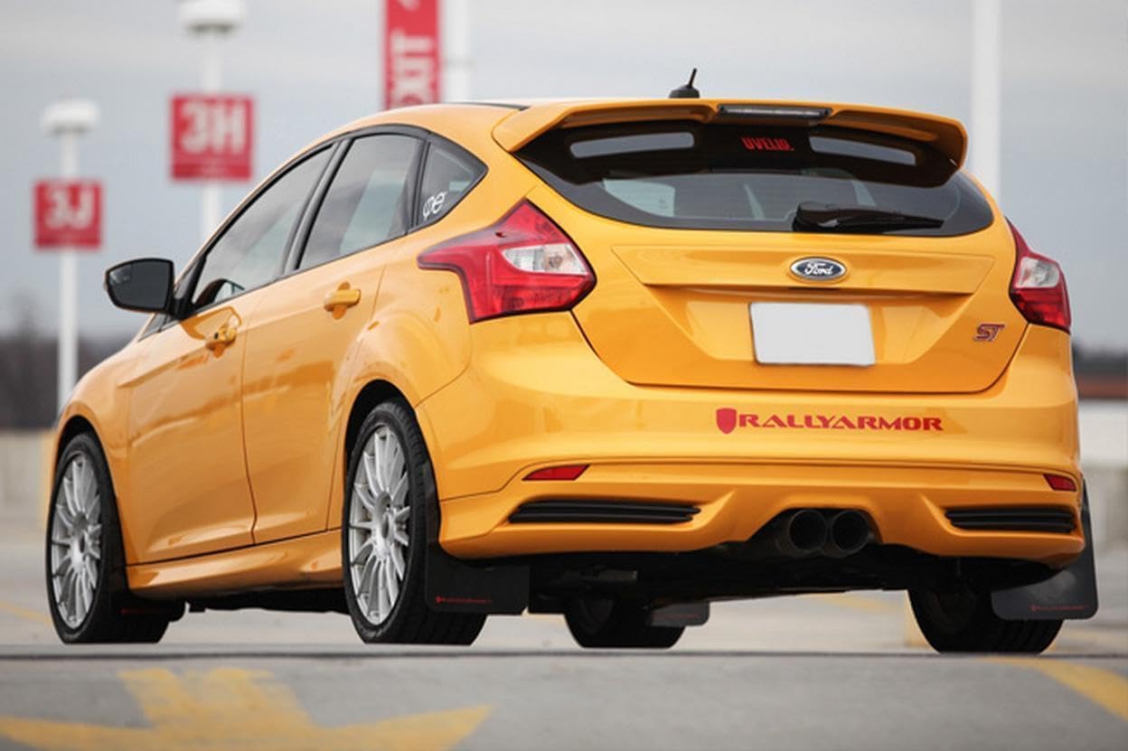 Rally Armor MF27-UR-BLK/BL Black, Blue Mud Flap with Logo (13+ Ford Focus ST), 1 Pack