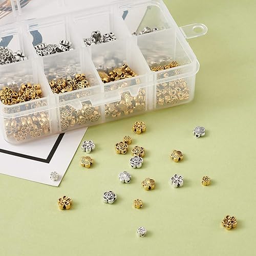 Miniatura 6 de Mega Pet 400 unids/caja de 4 estilos tibetano antiguo dorado y plateado espaciador cuentas flor estrella suelta espaciadores encantos para pulsera