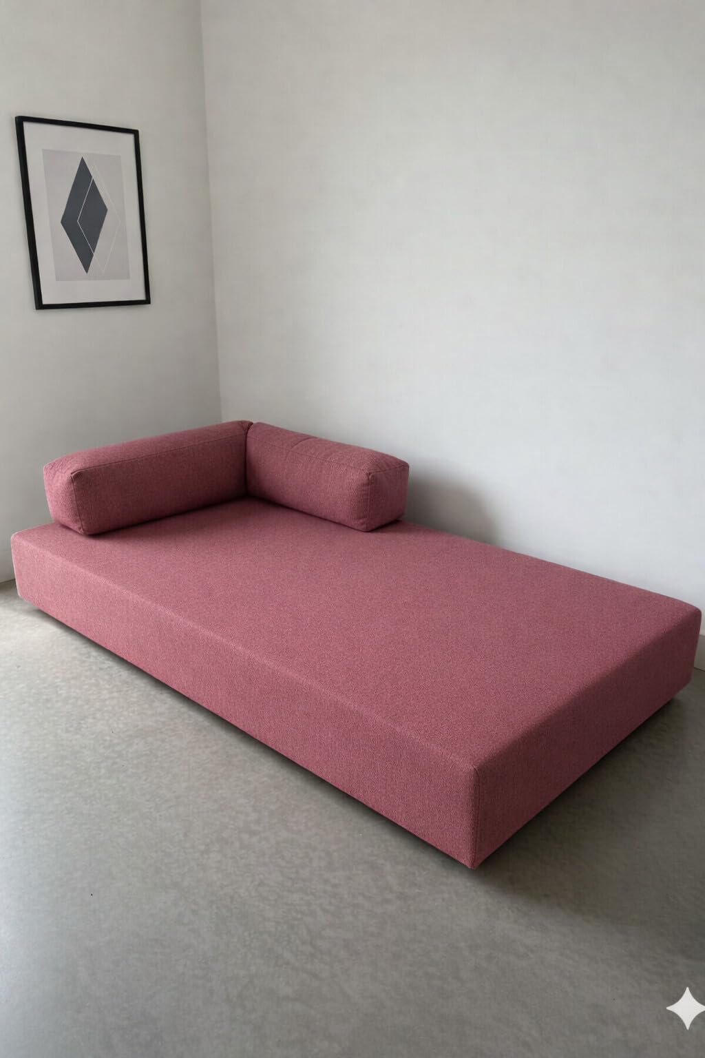 Karmakasa Velvet Sofa Cum Bed | Foldable Floor Chair Sofa with Adjustable Backrest | Single Bed Convertible Sofa | Compact Space-Saving Furniture,Wine Pink 2