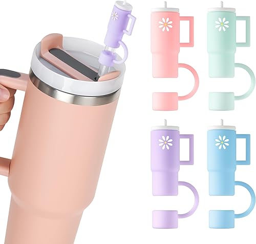 Miniatura 1 de NiHome 4 tapas de silicona para popotes Stanley de 30 oz40 onzas, vaso Quencher H2.0 de 0.4 pulgadas0.394 in compatible con vaso Stanley, tapas de