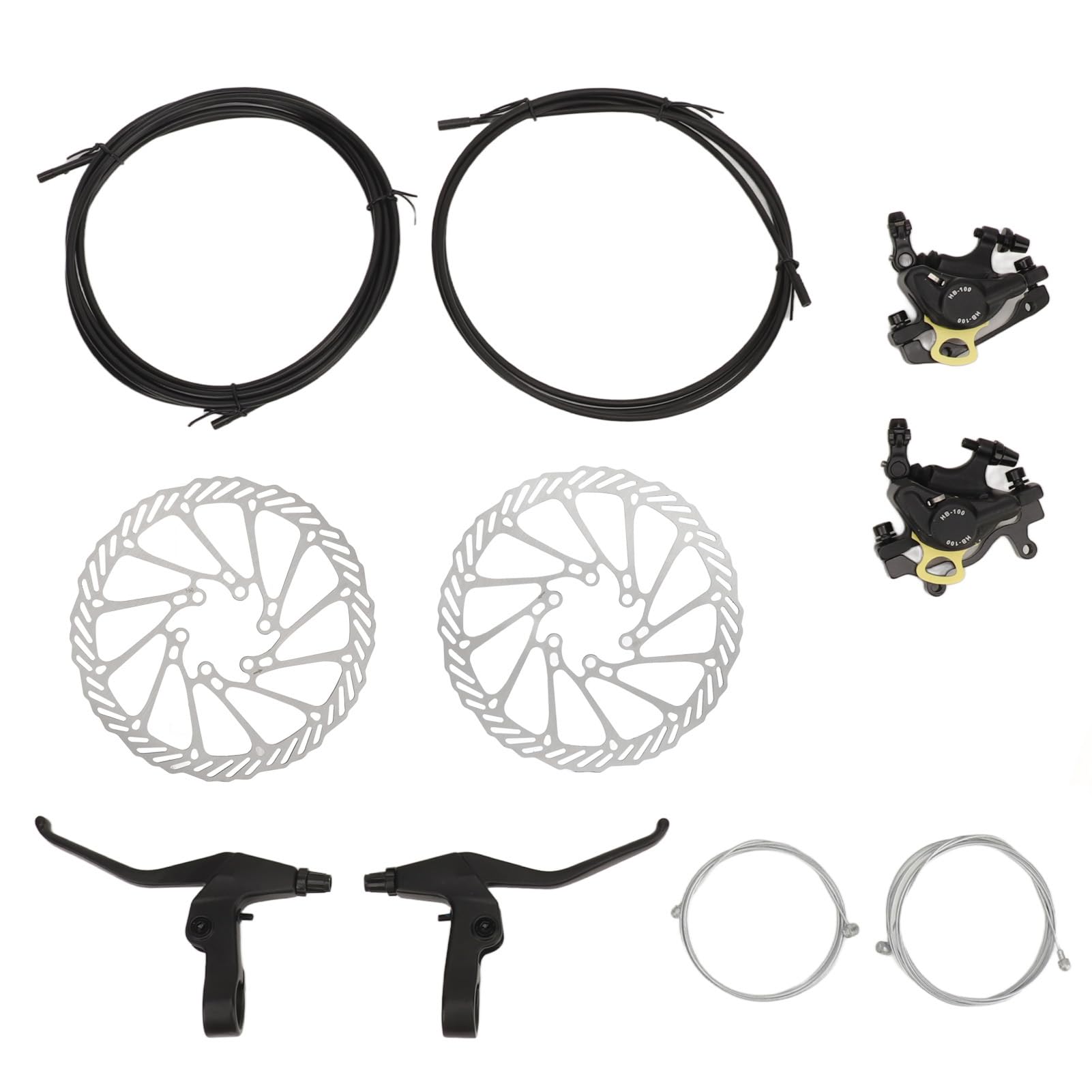 equlup Bike Disc Brake Kits, Mountain Bike Disc Brake Set with Brake Lever Rotor Front Rear Disc Brake Caliper Cable Housing with Screws for Cycling