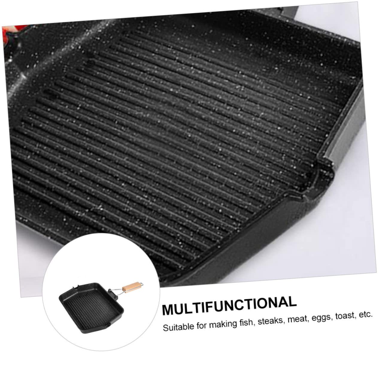 MAGICLULU Grillpfanne Antihaftbeschichtet Für Grill Toastpfanne Quadratisch Aus Bratpfanne Haushaltsgrill Mit Klappbarem Griff Grillplatte Für Snacks Und Backform