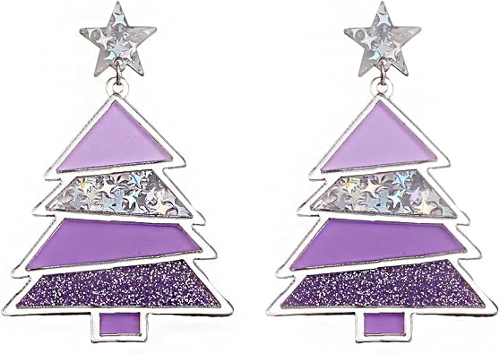 Acrylic Christmas Tree Drop Dangle Earrings - Colourful Holiday Jewelry for Women