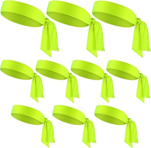 Ultrafun 10 Pcs Tie Headbands for Men Women Ninja Karate Pirate Headbands Elastic Sweat Sports Athletic Sweatbands Head Bands for Tennis Running