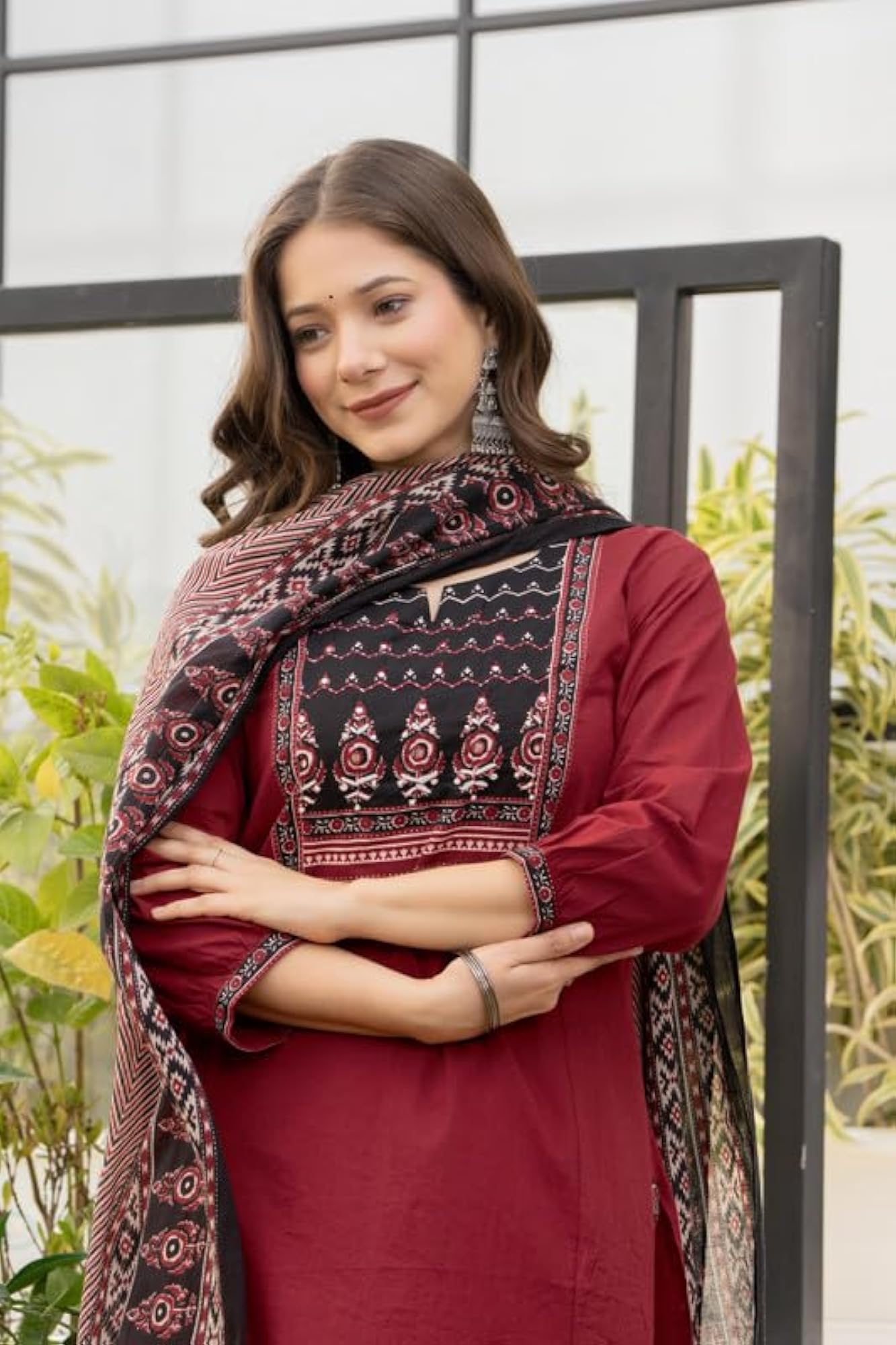 Cotton Straight Kurta Set with Palazzo Pants & Dupatta