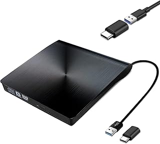 External DVD/CD Drive - USB 3.0 Slim Portable CD DVD +/-RW Burner/Writer/Rewriter/Player/High Speed Data Transfer for MacBook Pro Laptop/Desktops Win XP/2003/Vista/7/8.1/10 Linux and Mac OS