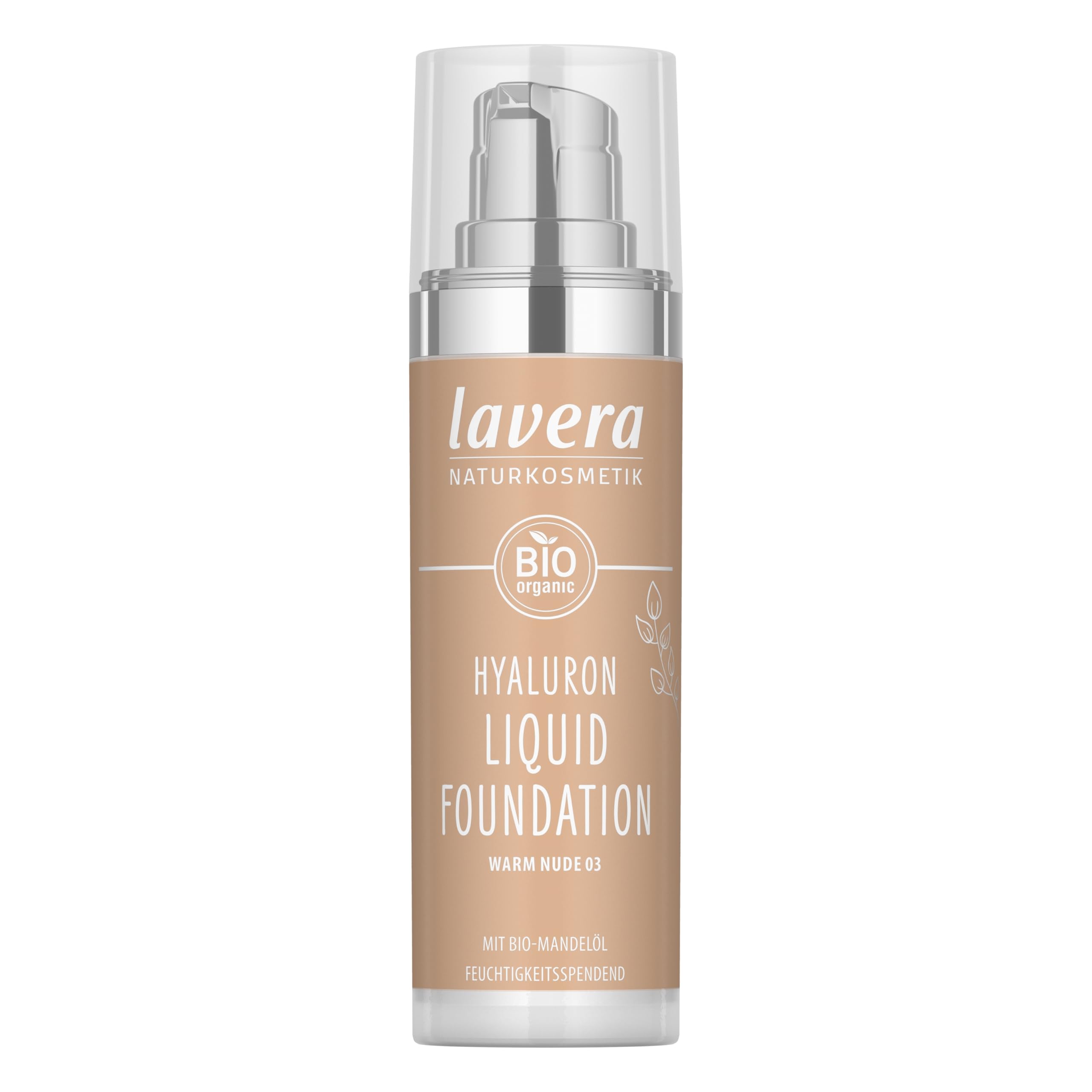 Hyaluron Liquid Foundation - Warm Nude 03 - Foundation Make Up with Hyaluron & Almond Oil for a Flawless Complexion - Face Make Up - PETA Certified - Vegan - Made in Germany - 1 Fl Oz
