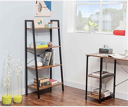 Miniatura 2 de JJS Estantería industrial de 4 niveles estante de almacenamiento rústico independiente para sala de estar oficina en casa marrón