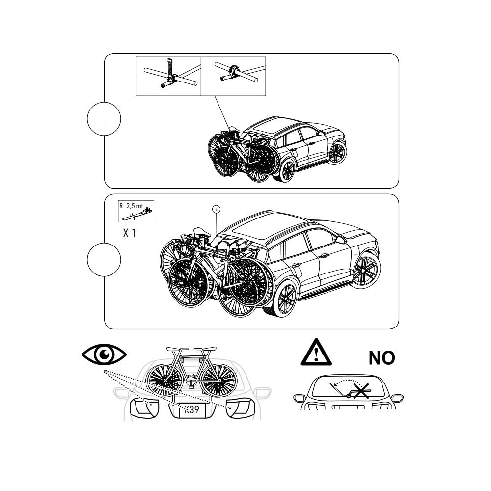 COMPATIBILE CON ALFA ROMEO Giulietta 5P per anno 10 al 20 X PORTABICI POSTERIORE PER AUTO PORTA BICICLETTE PER BAULE COFANO SUPPORTO PER 3 BICI REGOLABILE MAX 45KG
