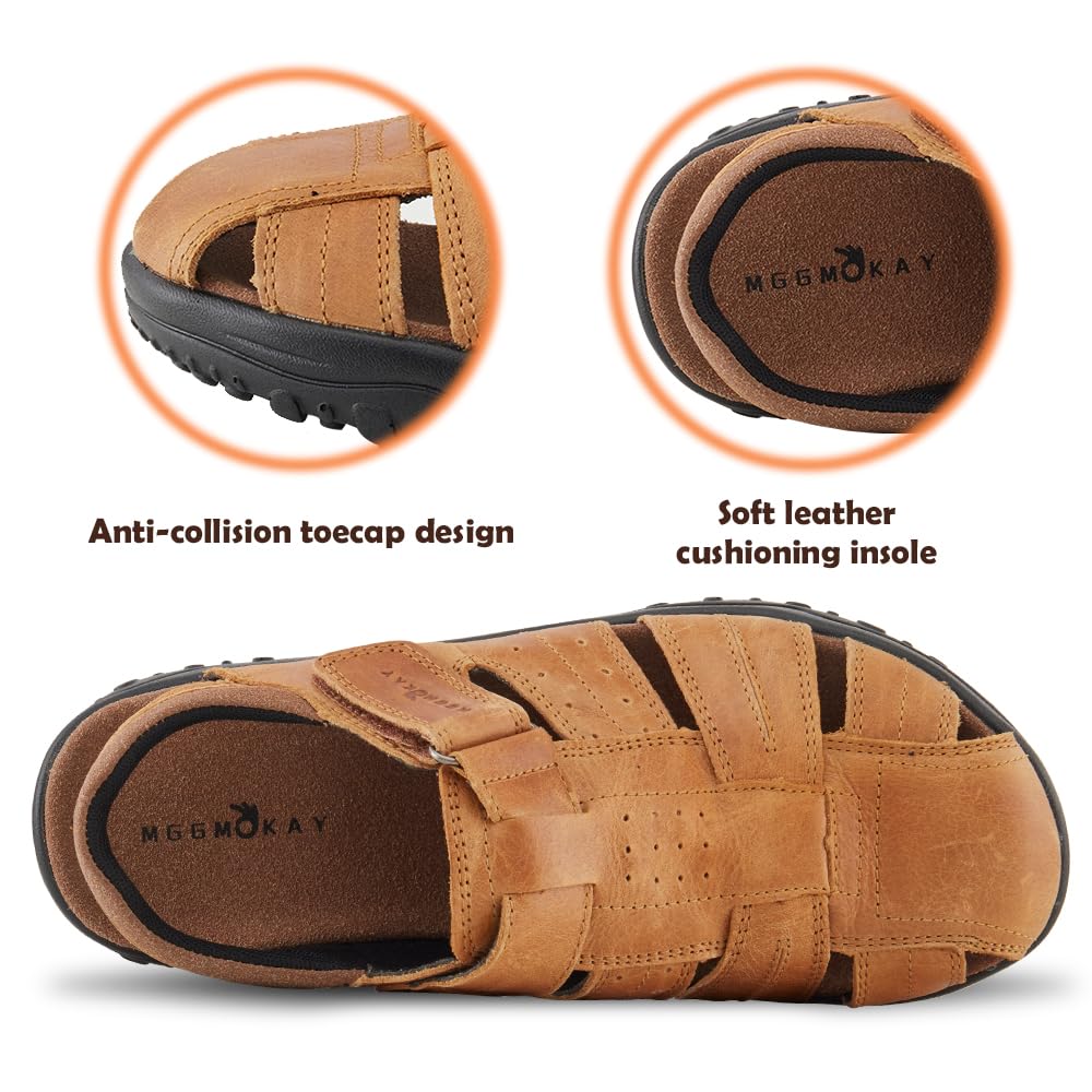 MGGMOKAY Sandalias Cuero Hombre Trekking Sandalia Hombre Verano