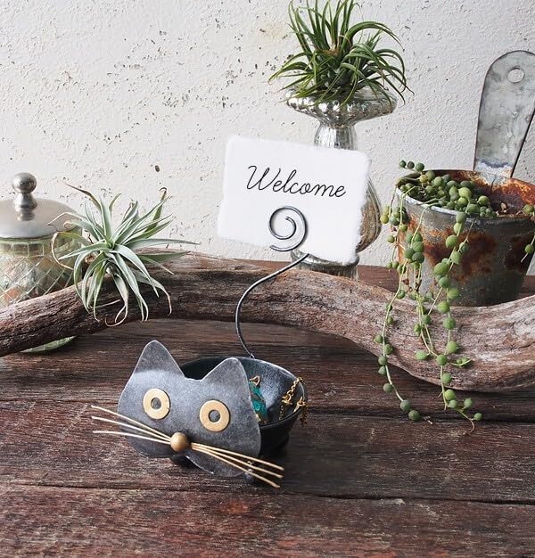 【美品】ネコ　黒猫　金属　トレー　置物　インテリア　工芸品　美術品　A3008 Amazon.co.jp: ブリキ クロネコ 黒猫 小物入れ ネコ雑貨 ネコ おとぼけ