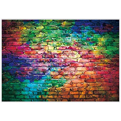 Allenjoy 7x5ft Colorful Brick Wall Backdrop for Awesome 80's Hip Hop Disco Birthday