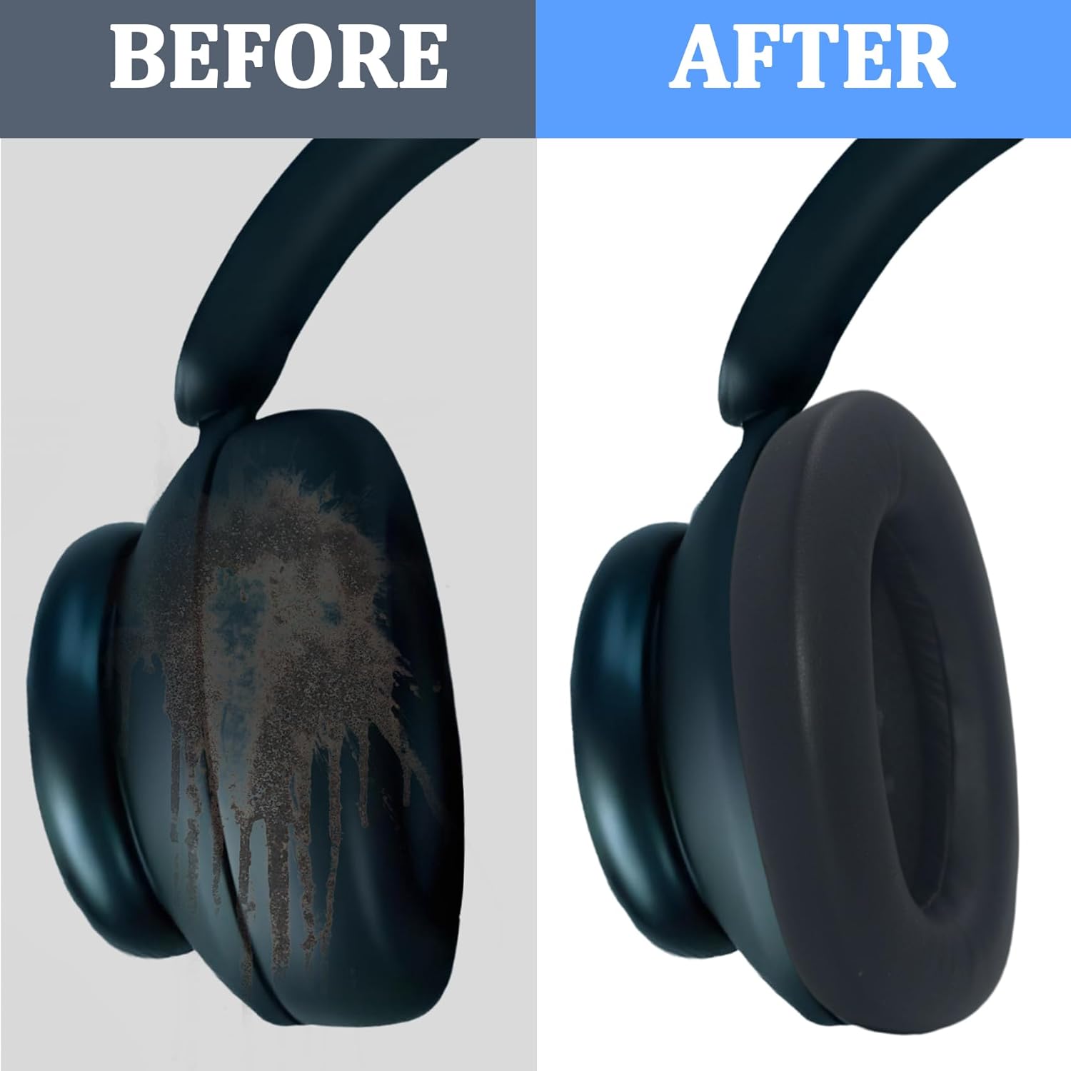 Adhiper Q45 Replacement Earpads & Headband Replacement for Anker Soundcore Space Q45 Headphones,Protein Leather Ear Cushions Durability（Black）