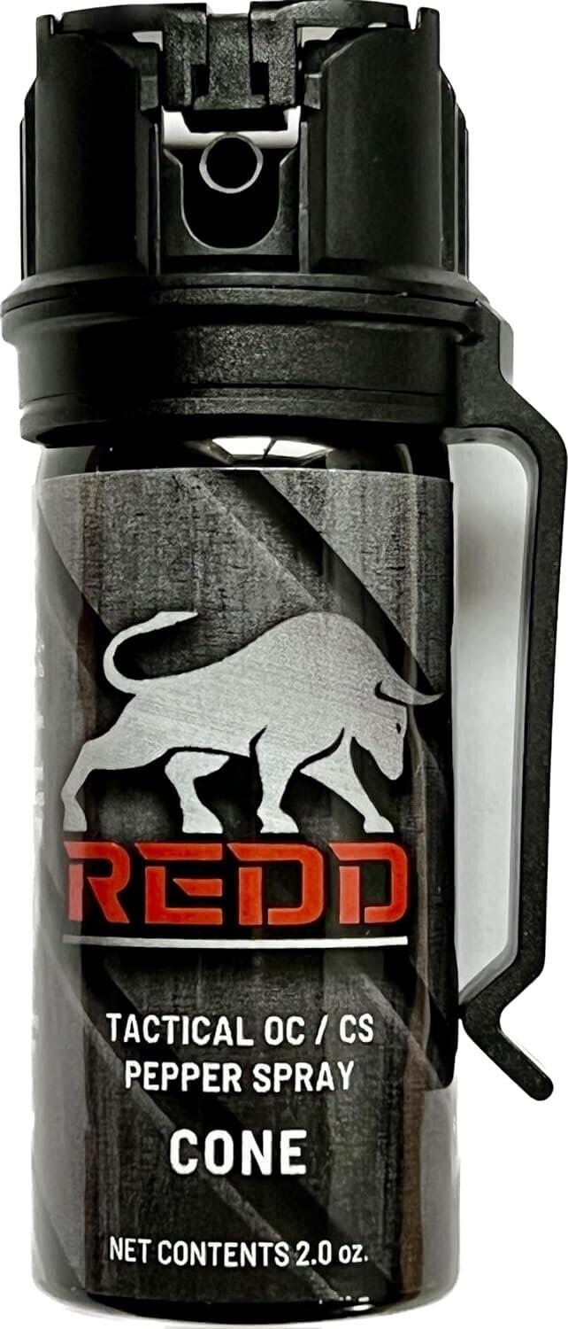 REDD, Tactical Blend OC/CS Pepper Spray - Flip Top Cone (2 oz), with Belt Clip for Everyday Carry