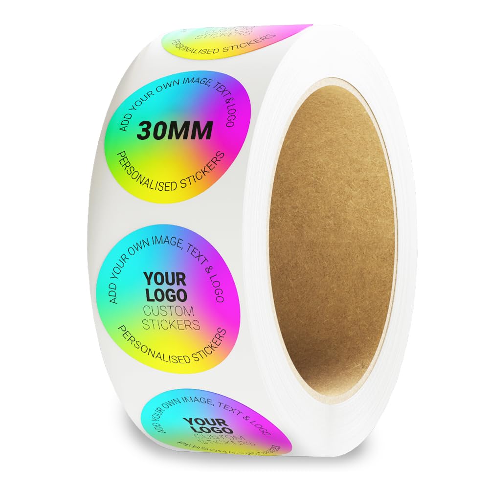 Custom Logo Stickers - Personalised Business Labels - Upload Your Own Design - FSC Paper or Polypropylene Options - UK Printed Brand Labels (Supplied On Rolls) (200, 30mm)