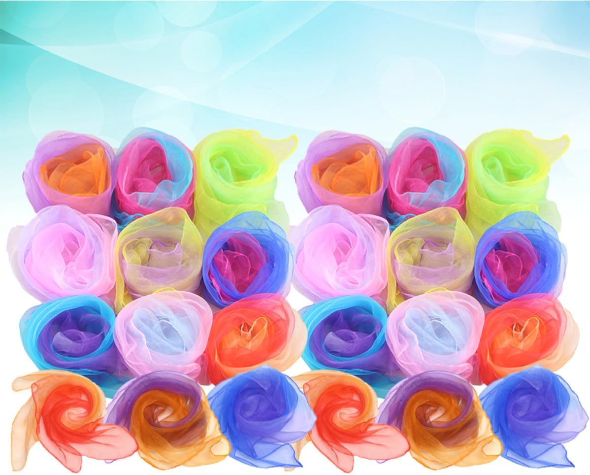 Hemoton Dance Scarves Random Color Juggling Scarves 24pcs Gradient Color Made of Skin-Friendly Gauze for Stage Props and Dance Group Performance