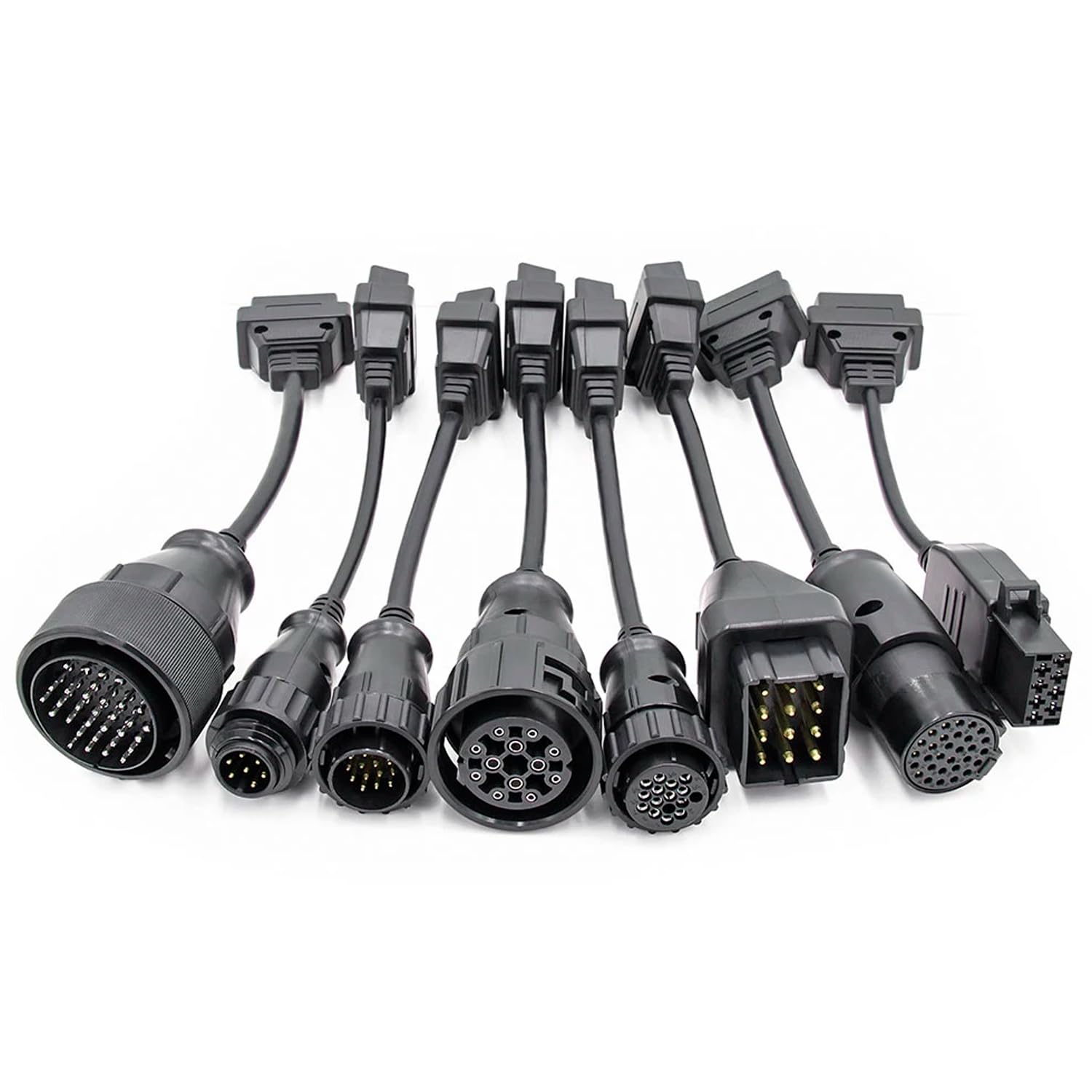 CABLEPELADO – Set de Adaptadores OBD1/OBD2 para Diagnóstico Automotriz, Juego de 8 Piezas, Compatible con Múltiples Marcas de Camiones (Kit 2)