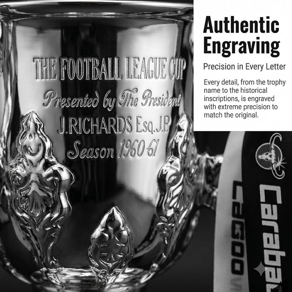EFL Cup Réplica Trofeo Fútbol Copa Plata Colección | Trofeo réplica EFL Cup acabado plata para aficionados, coleccionistas, clubes y decoración deportiva