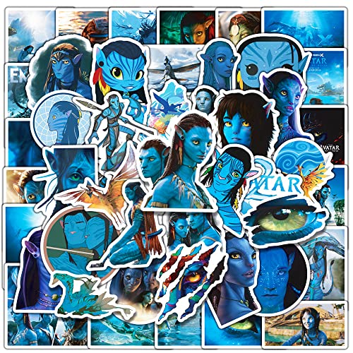 50 pegatinas de avatar para ordenador portátil, bicicleta, scrapbook, equipaje, coche, moto, maleta, monopatín, guitarra, vinilo impermeable azul para adolescentes y adultos