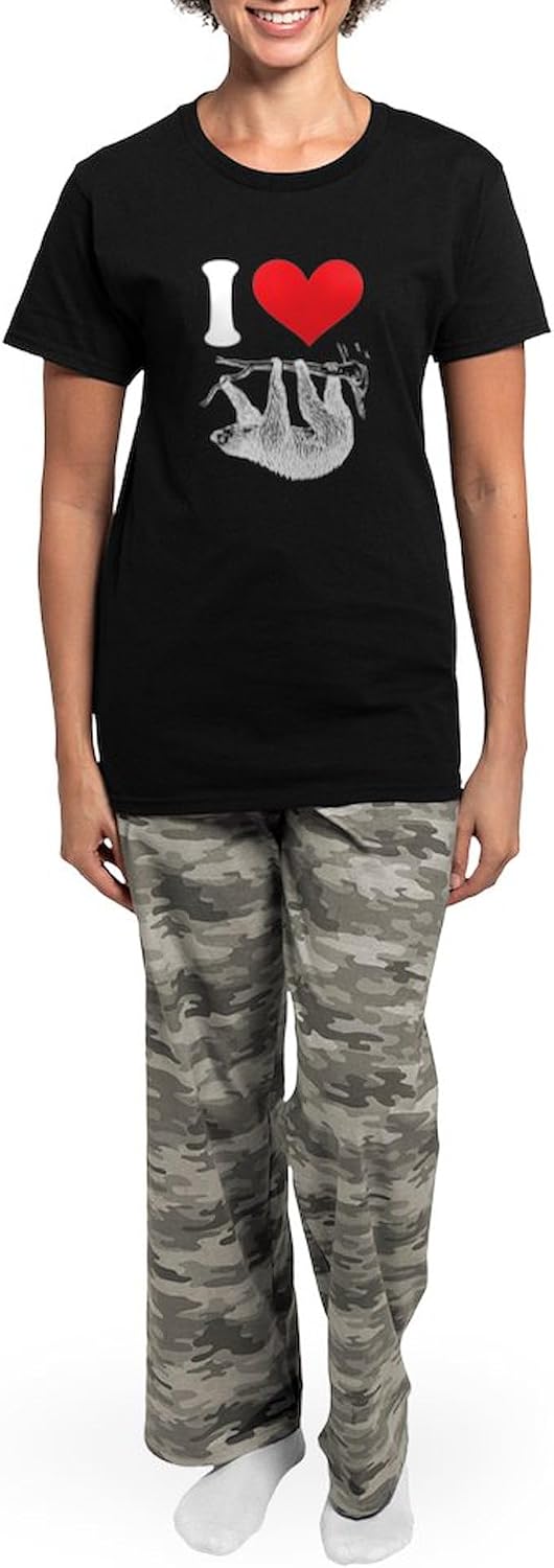 CafePress I HEART SLOTH Pajamas Womens Novelty PJ Sleepwear