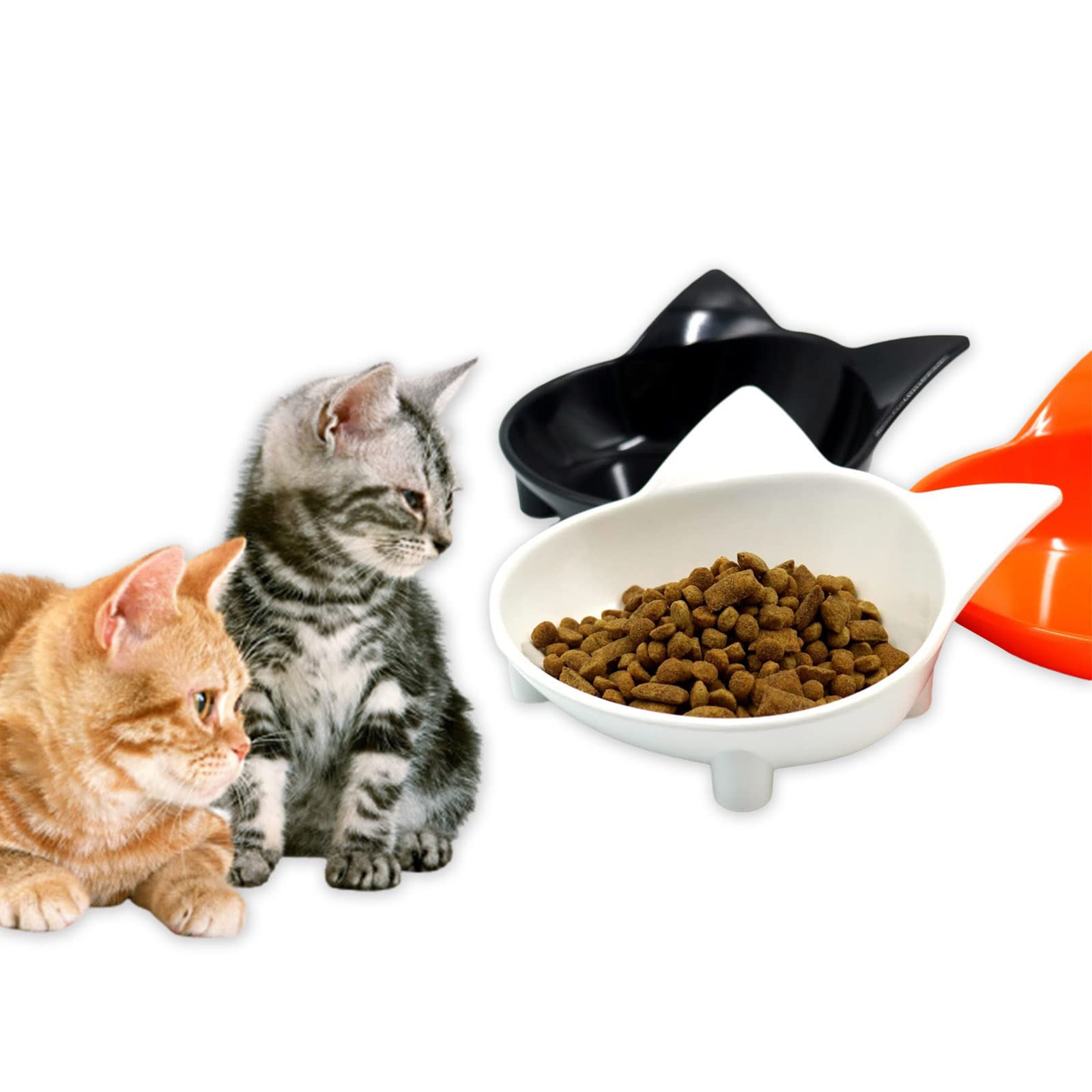 3 ciotole per gatti poco profonde per cibo e acqua per alleviare l'affaticamento dei baffi