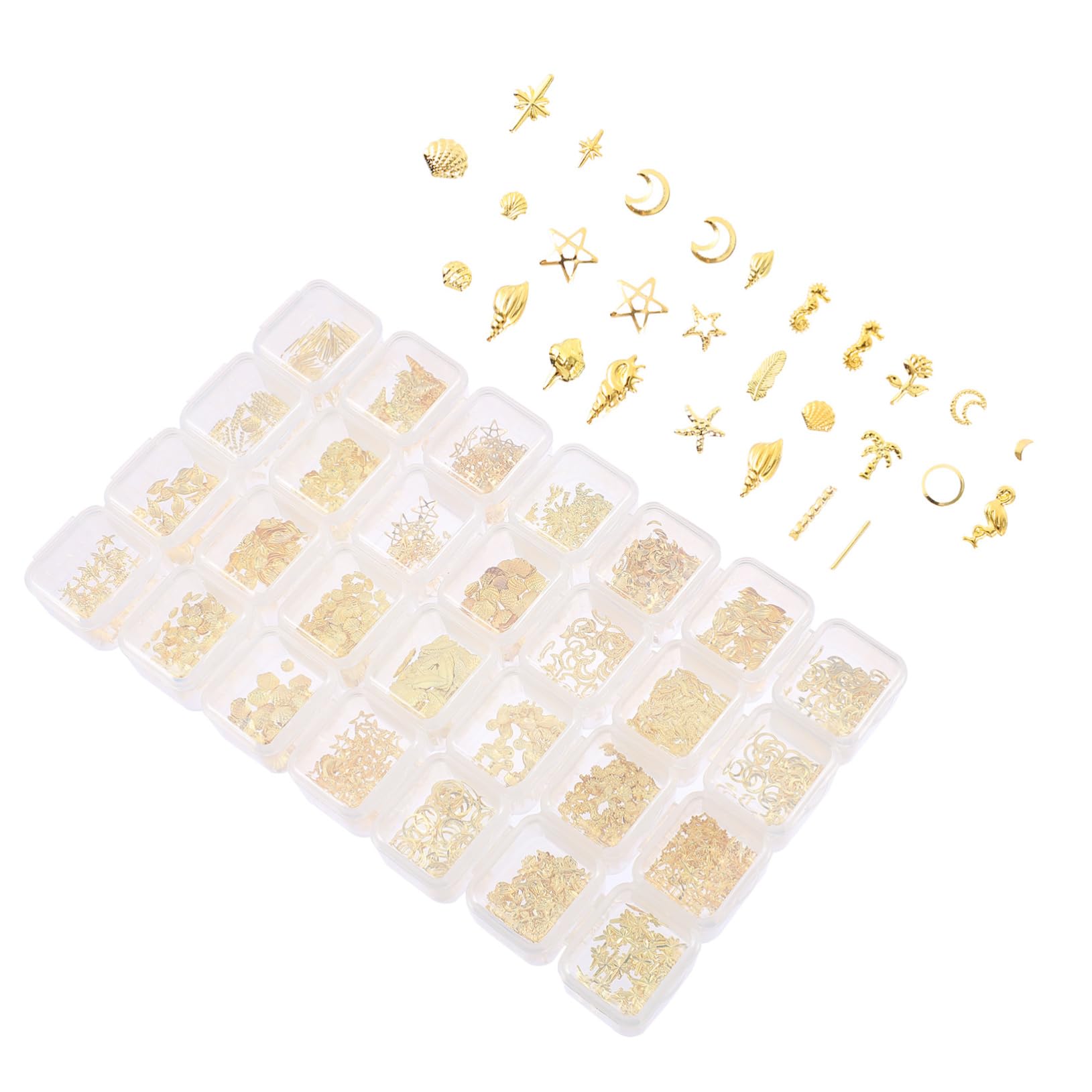 PartyKindom Nail Art Charms Star Moon Jewelry Set Shiny Decorations for DIY Manicure 28 Pieces Accessory Kit