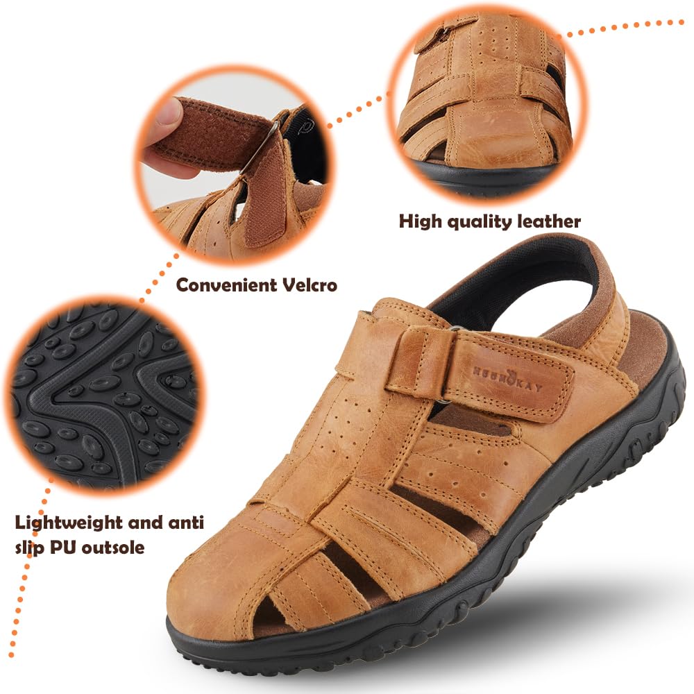 MGGMOKAY Sandalias Cuero Hombre Trekking Sandalia Hombre Verano