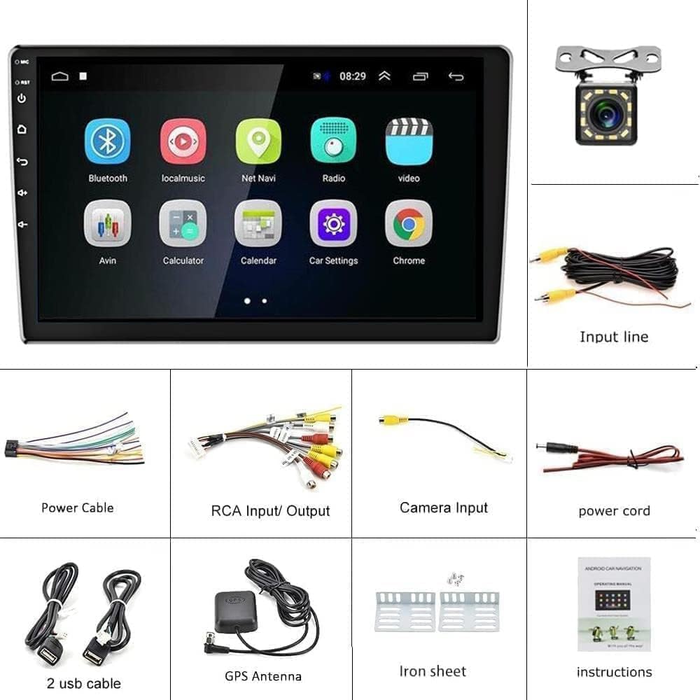 (2G+16G)BAJKQKAI Android 11 Car Stereo Double Din 10.1 Inch Touch Screen Car Radio in Dash GPS Navigation Bluetooth FM Radio with Dual USB WiFi Mirror Link for iOS/Android Phones +12 LED Backup Camera : Electronics