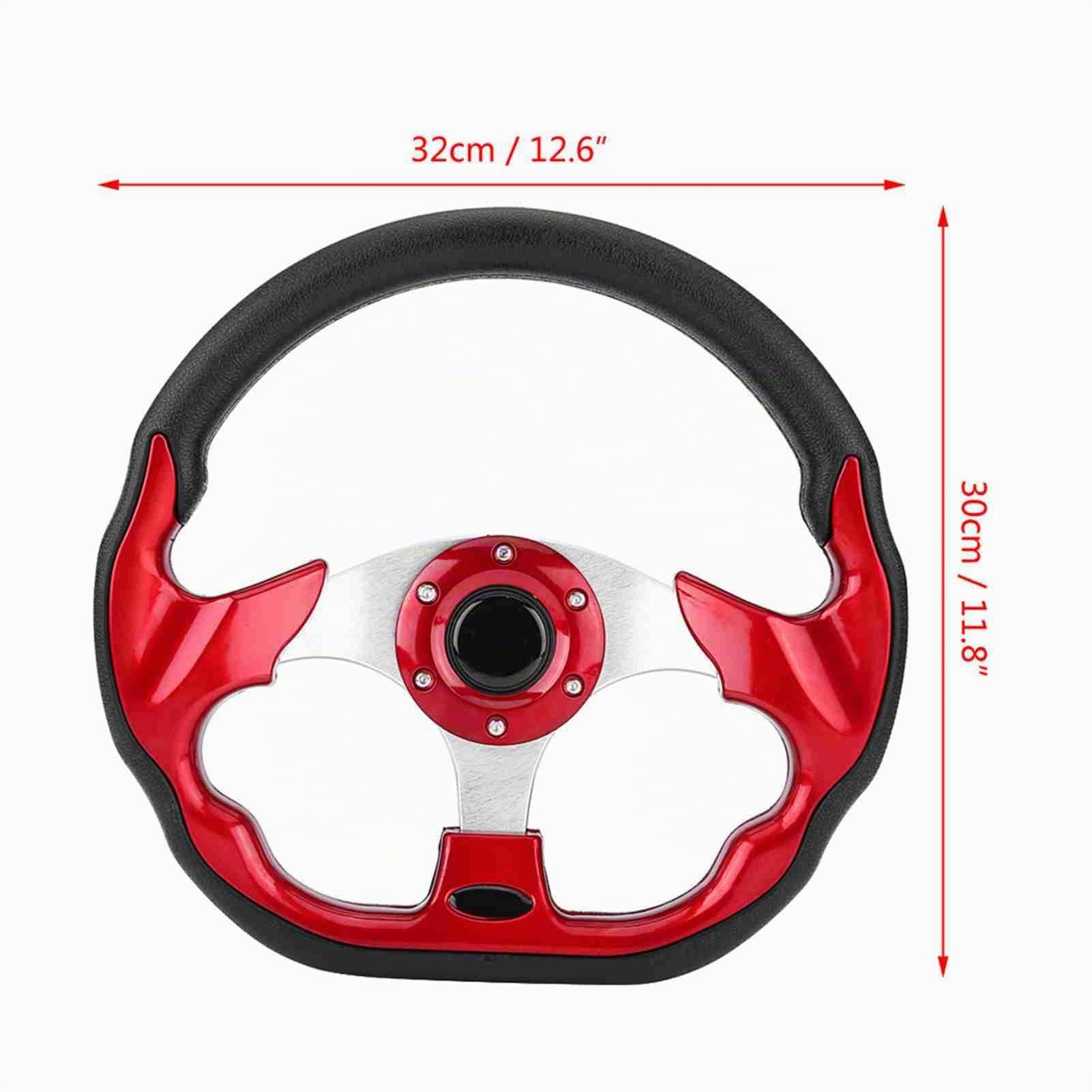 Volant de course en fibre de carbone 320mm pour le drift – Revêtement en cuir suédé et cadre en aluminium, étanche et antirouille, taille universelle (rouge)