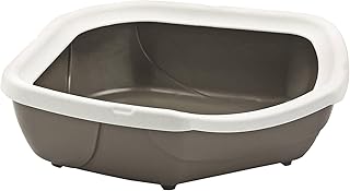 Katzentoilette Schalentoilette Eck-Toilette Weiss-braun 59,5 x 51,5 x 15,5 cm product image