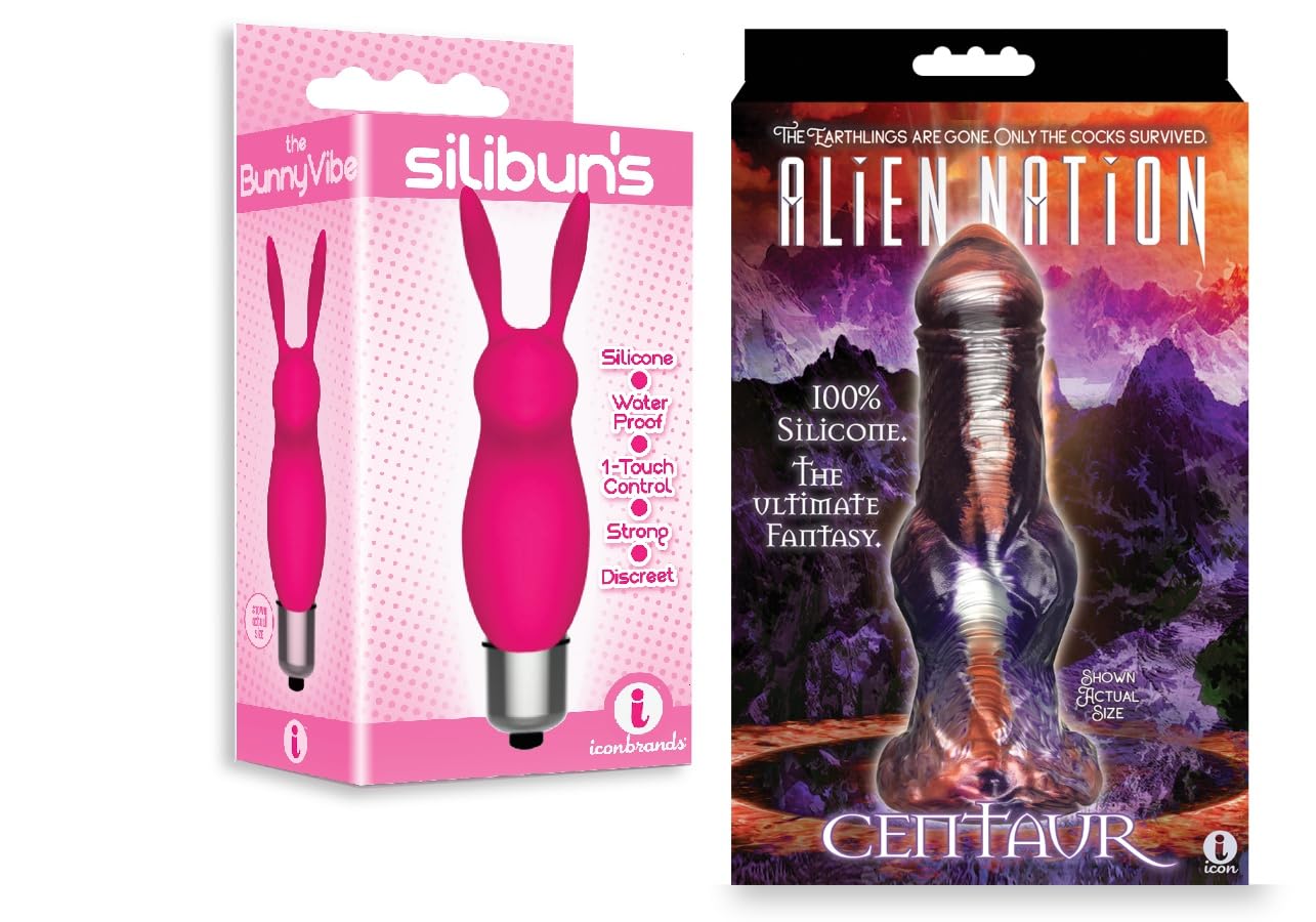 Amazon.com: Couples Sex Toy Bundle of Silibuns, Silicone Bunny Bullet Pink  and Icon Brands Alien Nation Centaur Silicone Creature Dildo