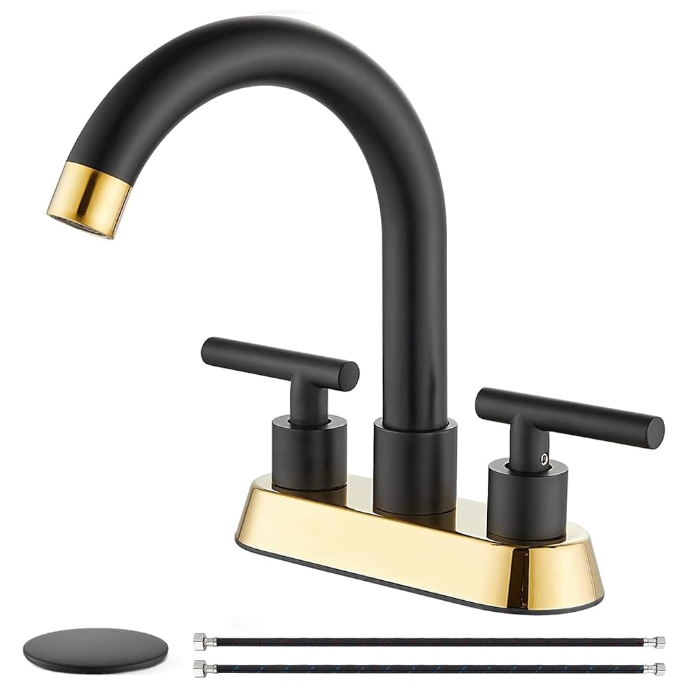 Cinwiny 4 Inch Centerset Bathroom Sink Faucet Double Handles