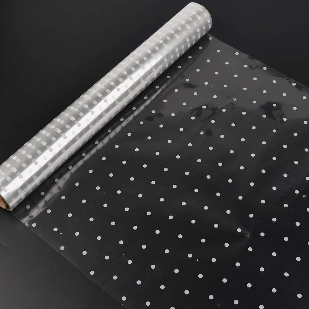 Buy 30m x 40cm Clear Wrap Cellophane Roll, White Dot Cellophane Wrap