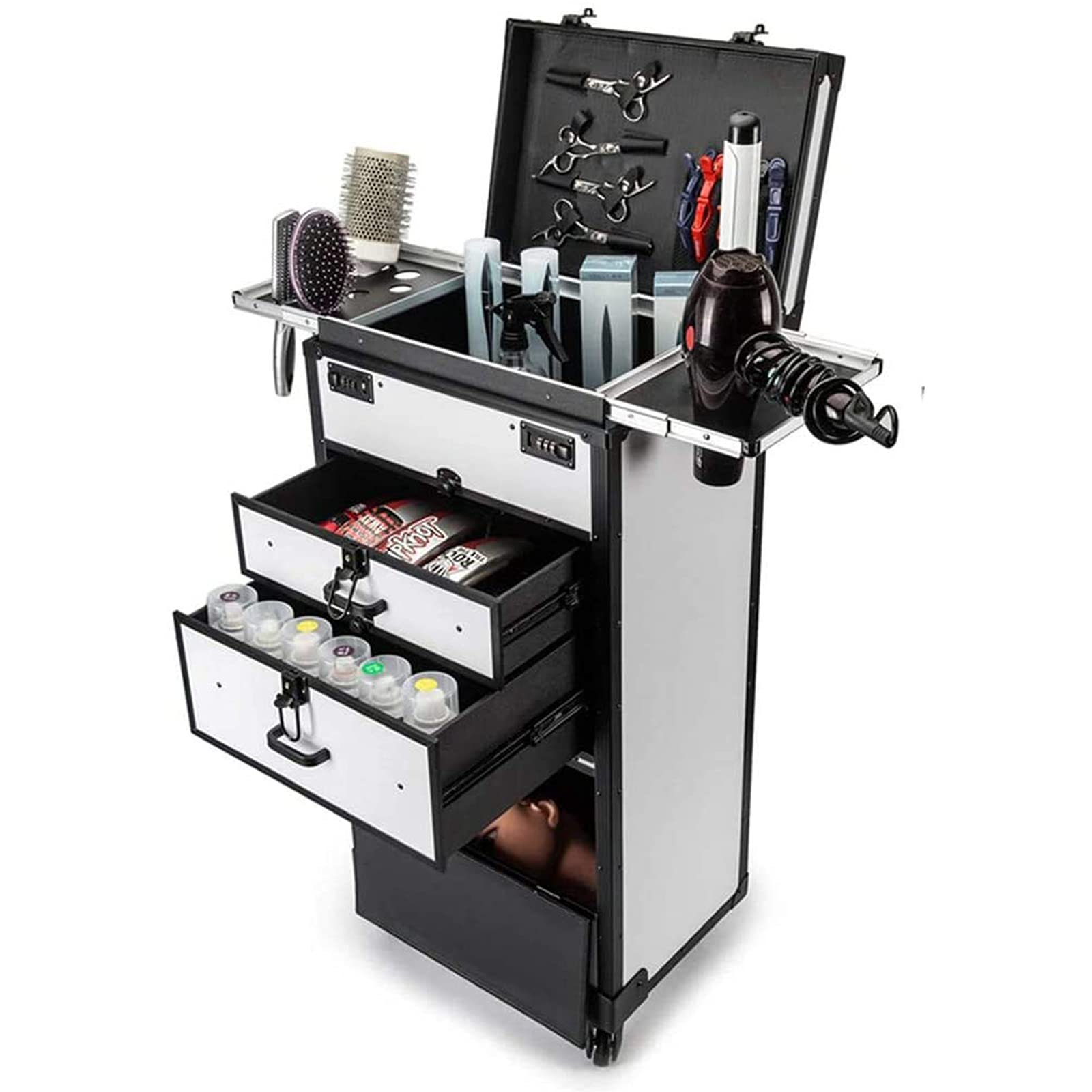 Opbergkoffer Voor Schoonheidsspecialiste, Trolley Met Grote Capaciteit, Make -Upkoffer Met 4 Wielen, Make-Uptas Voor Damesnagels, Rolkoffer Voor Schoonheidssalon Voor Kunstenaars,Black