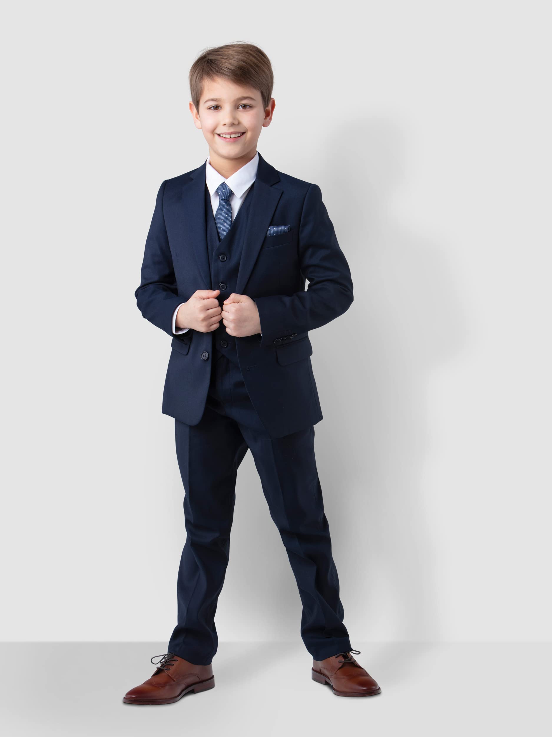 Festlicher Jungen Anzug Kommunionanzug Kinderanzug Set 6-teilig blau