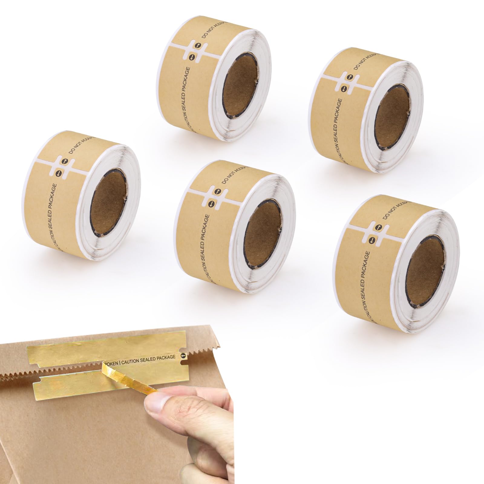LELE LIFE 500 Pack Tamper Proof Stickers with Tearable Strips, 10x3cm Tamper Evident Tape Seals for Secure Package Protection, Security Labels for Box, Food Bag, Container