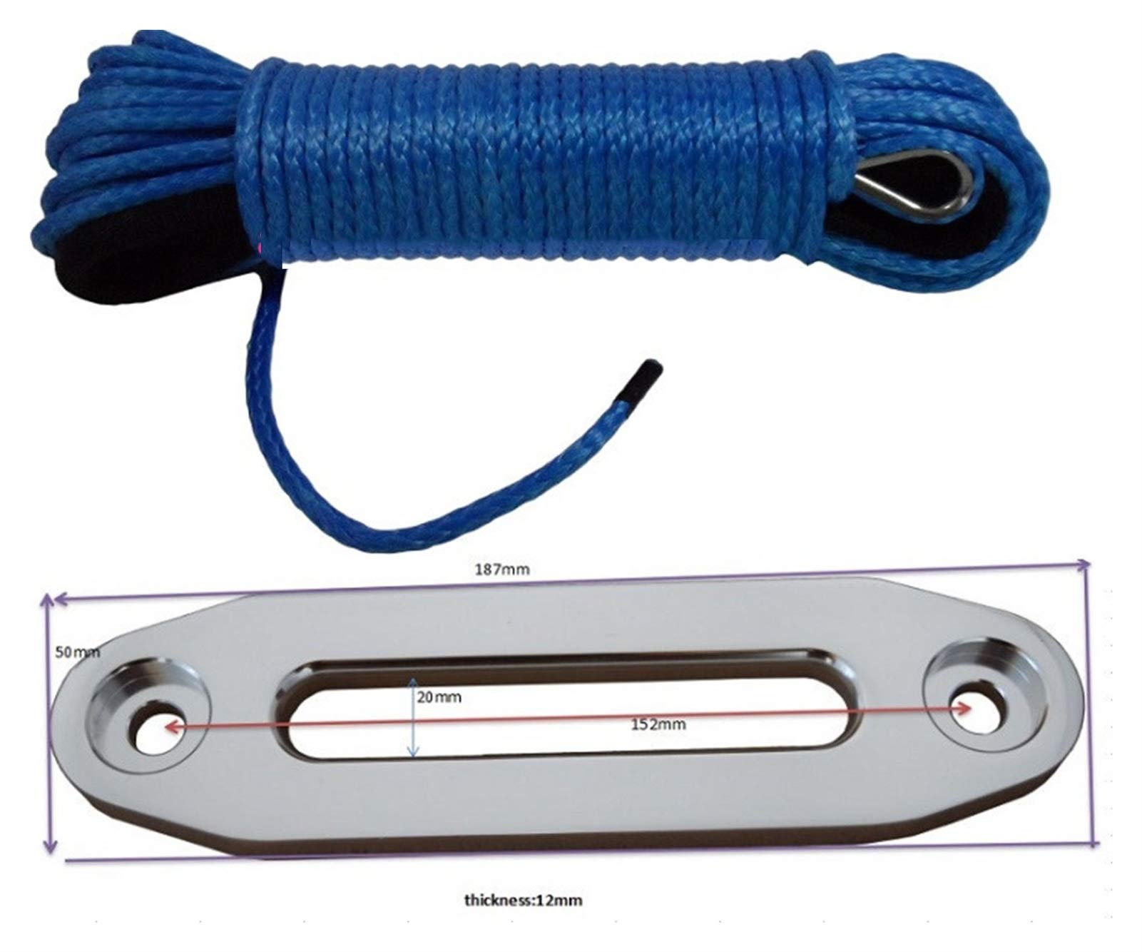Lina Syntetyczna, Blue 6mm * 30m Linia wyciągarka ATV z 4500lbs aluminiowy Hawse Fairlead, syntetyczny kabel linowy, wyciągarski, liny holownicze