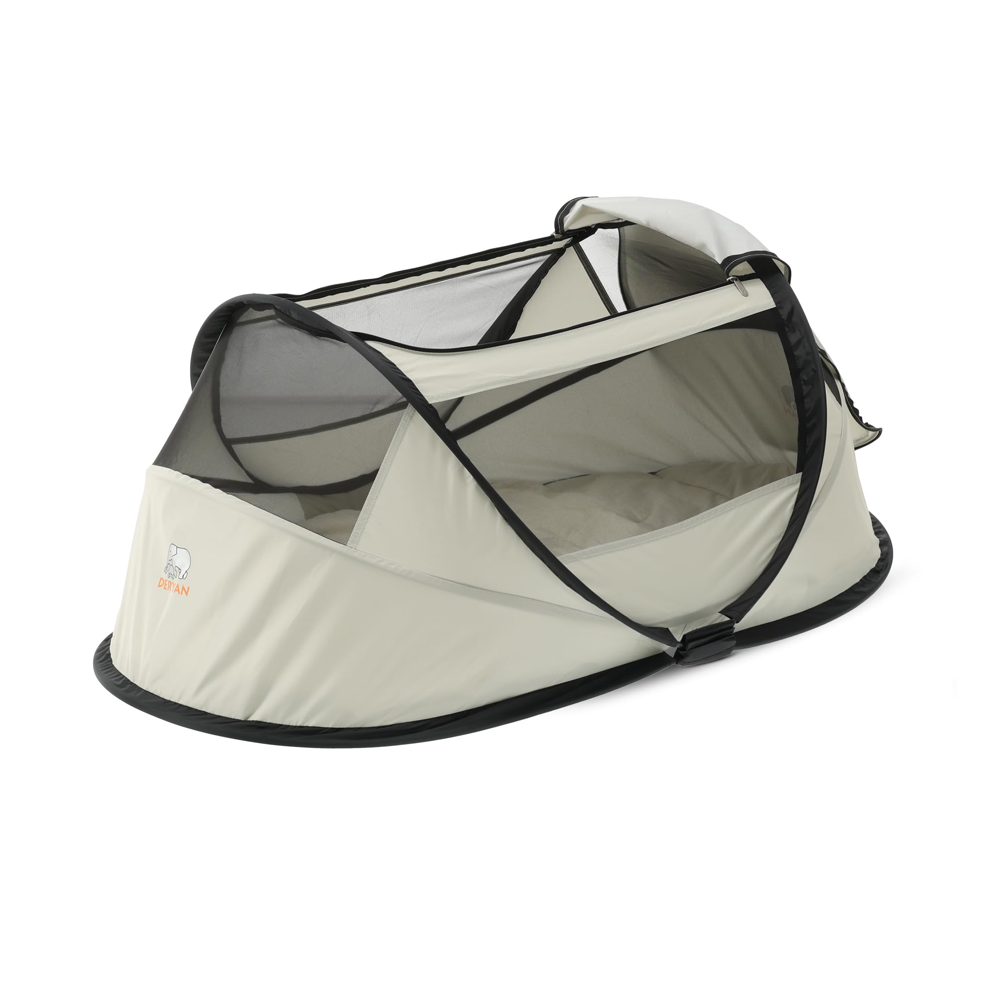 Deryan Lettino da viaggio per bambini a partire dalla nascita fino a 2,5 anni – Tenda pop-up in 2 secondi – con zanzariera e borsa da viaggio – 76 x 46 x 117 cm (avorio)
